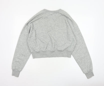 Champion Women Grey Logo Cropped Pullover Sweatshirt Size L