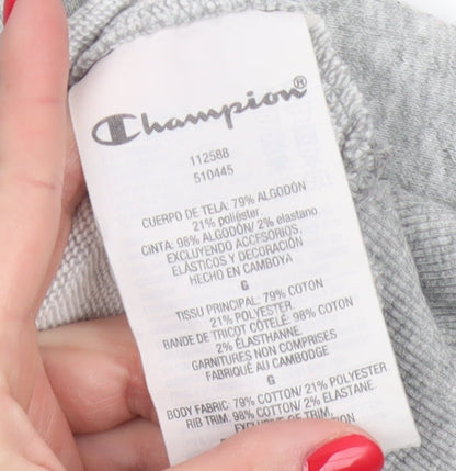 Champion Women Grey Logo Cropped Pullover Sweatshirt Size L