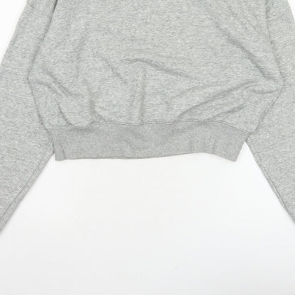 Champion Women Grey Logo Cropped Pullover Sweatshirt Size L