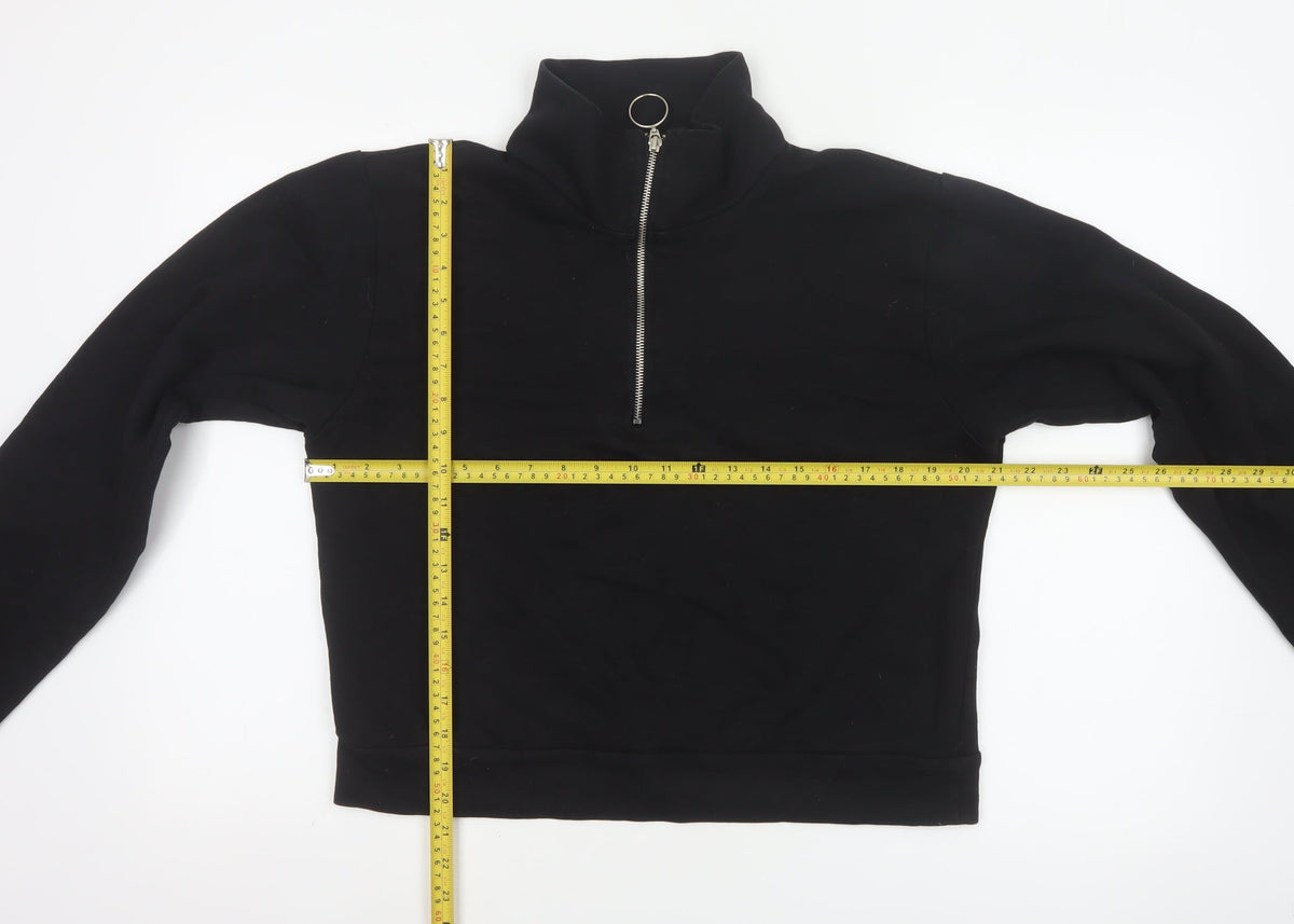 NA-KD Women's Black M Half Zip High Neck Sweatshirt Cotton Blend