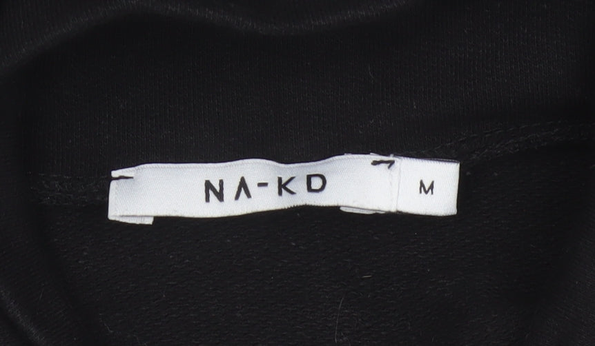 NA-KD Women's Black M Half Zip High Neck Sweatshirt Cotton Blend