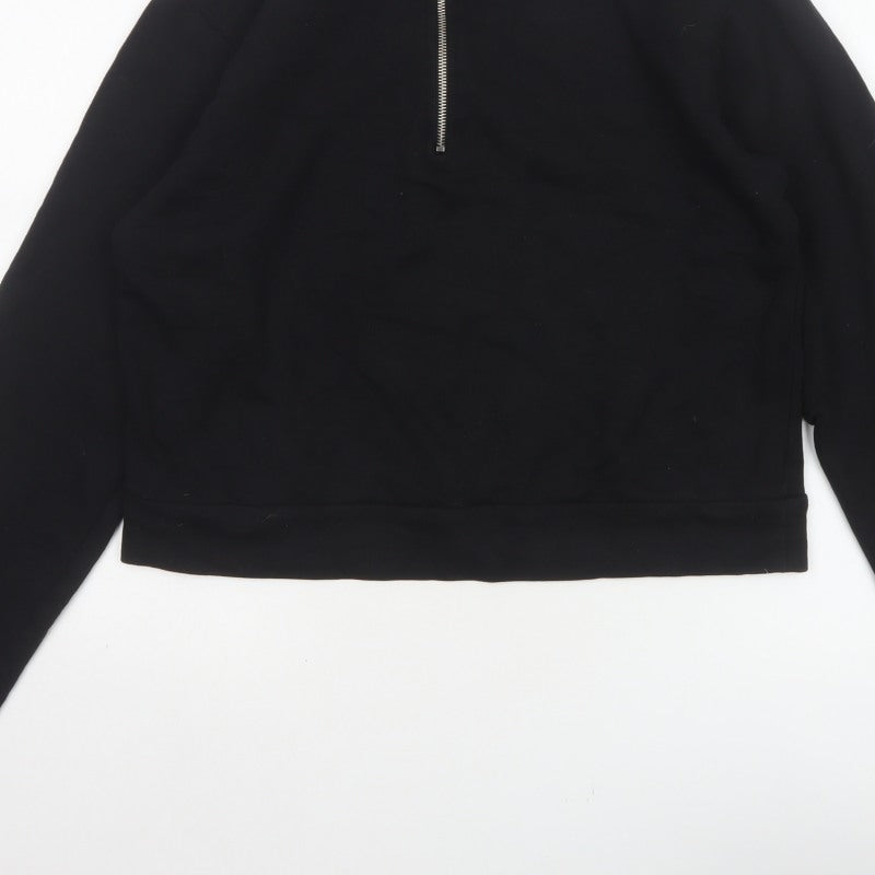 NA-KD Women's Black M Half Zip High Neck Sweatshirt Cotton Blend