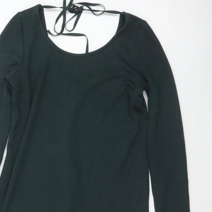 Tezenis Women Green M Lace Hem Backless Tie Tunic Blouse