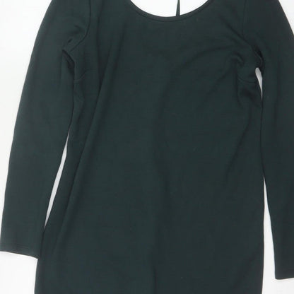 Tezenis Women Green M Lace Hem Backless Tie Tunic Blouse