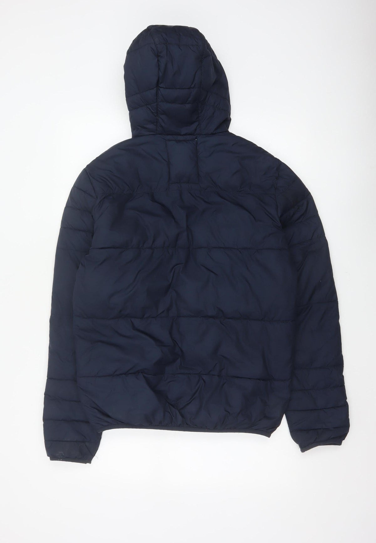 Brand and care label for Jack & Jones Originals Men’s Navy S Hooded Quilted Puffer Jacket