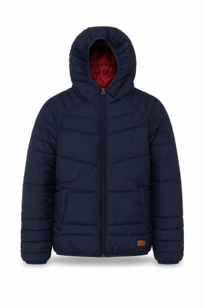Front view of Jack & Jones Originals Men’s Navy S Hooded Quilted Puffer Jacket