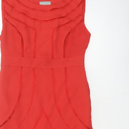 Per Una Women’s Red UK 10 Sleeveless Layered Chiffon Sheath Dress