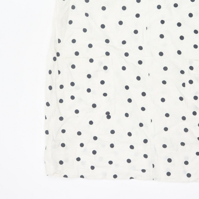 Marks and Spencer Women White Polka Dot UK 16 Shift Dress Pockets