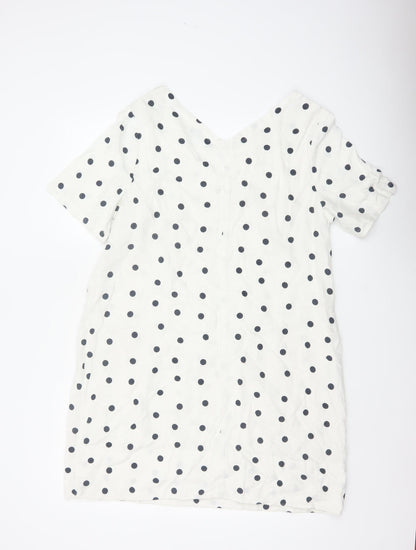 Marks and Spencer Women White Polka Dot UK 16 Shift Dress Pockets