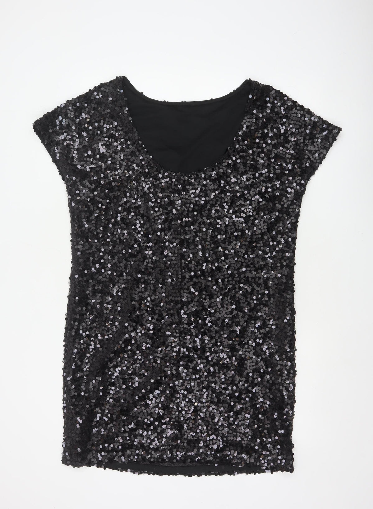Next Women Black UK 14 Sequin Bodycon Mini Party Dress