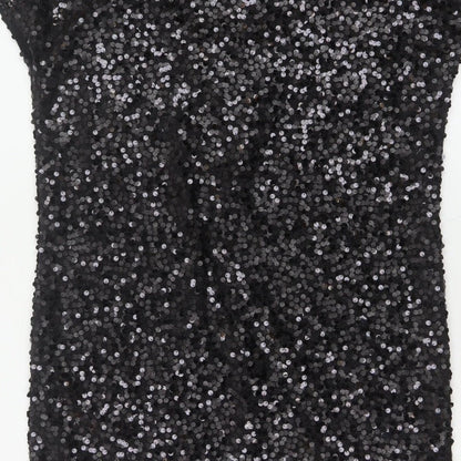 Next Women Black UK 14 Sequin Bodycon Mini Party Dress