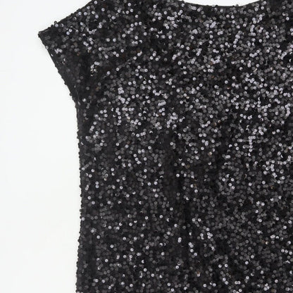 Next Women Black UK 14 Sequin Bodycon Mini Party Dress
