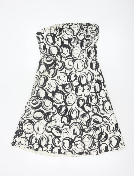 Coast Women Black Ivory Size 8 Fit & Flare Strapless Party Dress