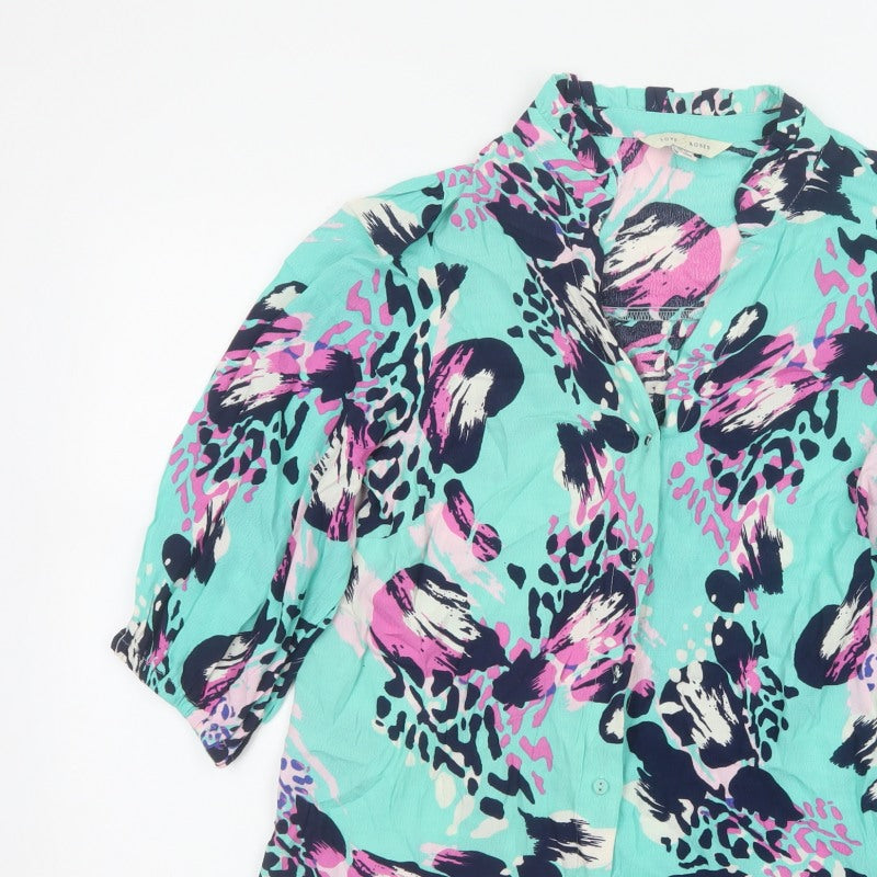 Love & Roses Women Multicoloured UK 12 V-Neck Button-Up Blouse