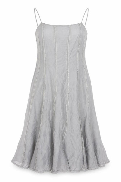 Phase Eight Women Grey UK 14 Long Silk Linen Ruffle Slip Dress
