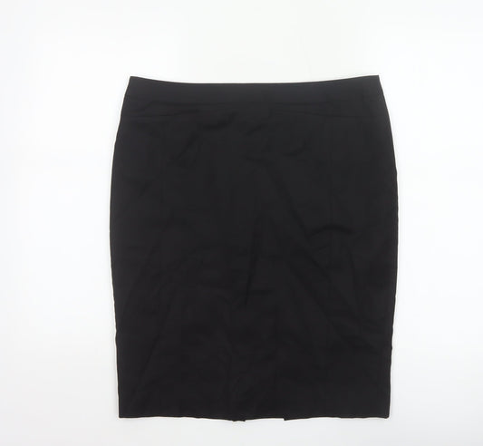 Ted Baker Women Black UK 14 Wool Pencil Knee Length Skirt