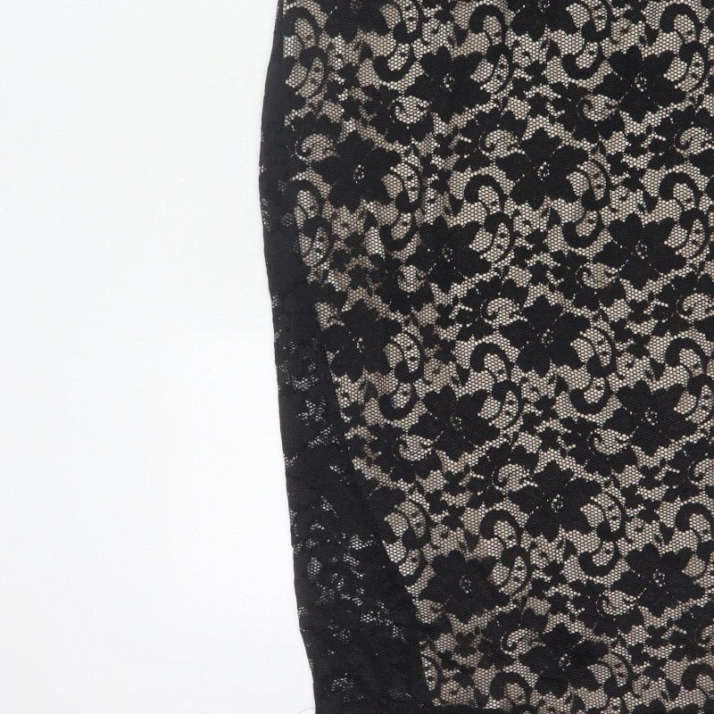 Boohoo Women Black UK 14 Floral Lace Bodycon Knee Party Dress