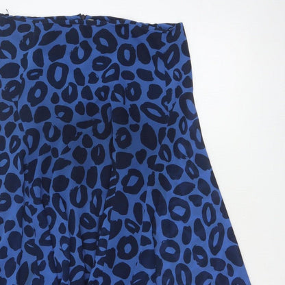 Marks and Spencer Women Blue Leopard Print Flare Long Skirt UK 14
