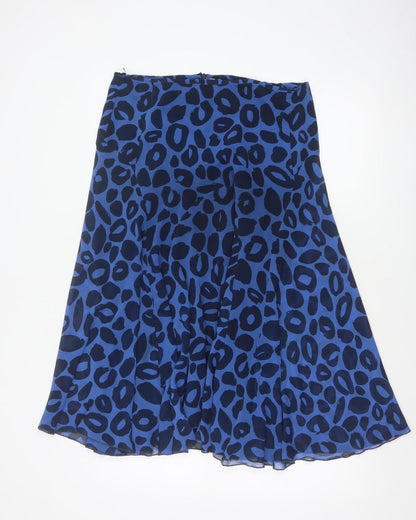 Marks and Spencer Women Blue Leopard Print Flare Long Skirt UK 14