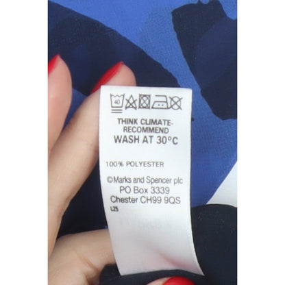 Marks and Spencer Women Blue Leopard Print Flare Long Skirt UK 14