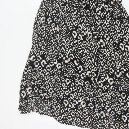 Next Women Black Animal Print UK 12 Off Shoulder Fit & Flare Midi Dress