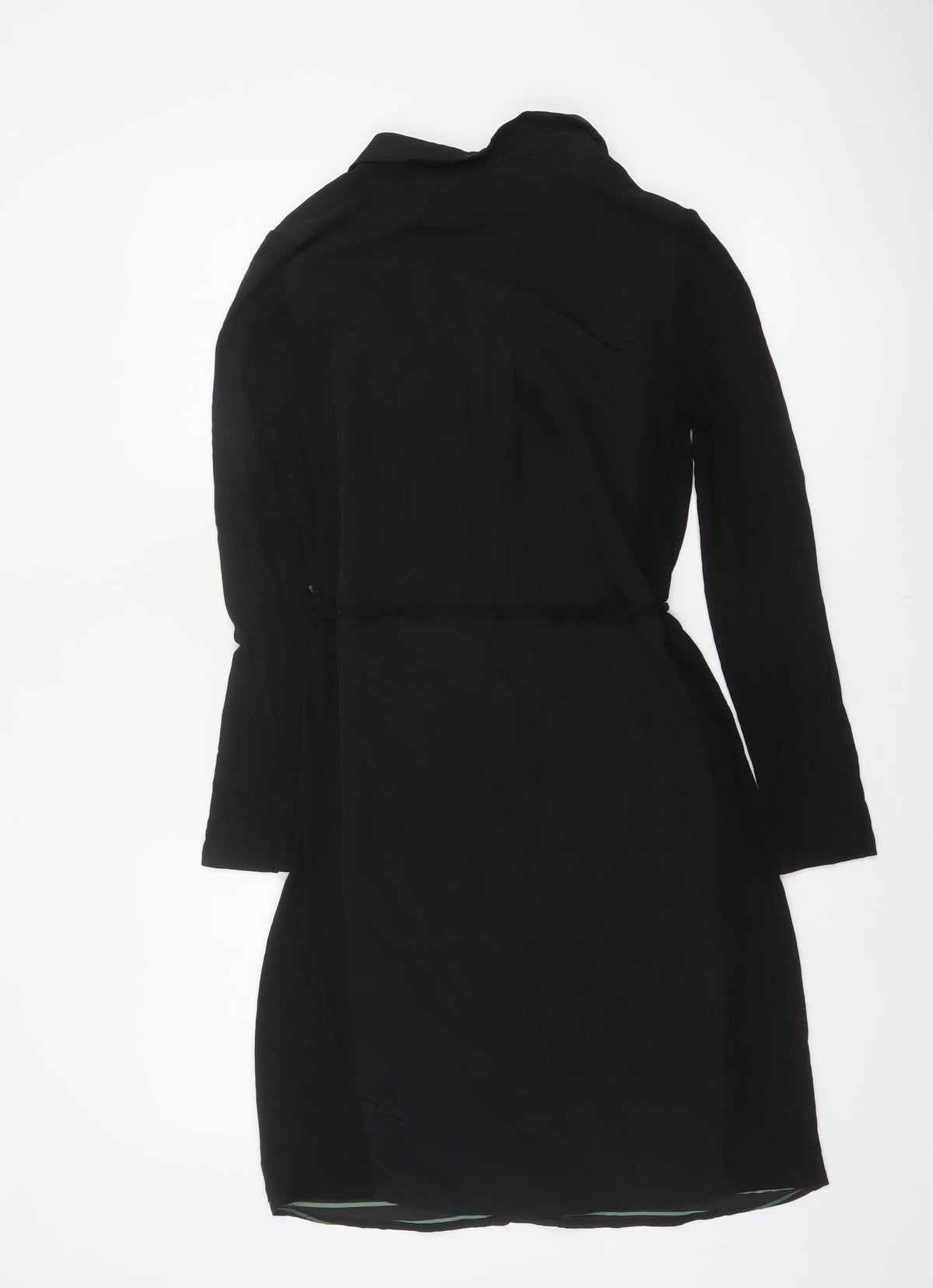 Oasis Women Black XS Midi Shirt Dress Tropical Floral Butterfly Belted
