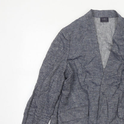 Marks and Spencer Women’s Blue Linen Blend Open Jacket UK 16