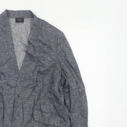 Marks and Spencer Women’s Blue Linen Blend Open Jacket UK 16