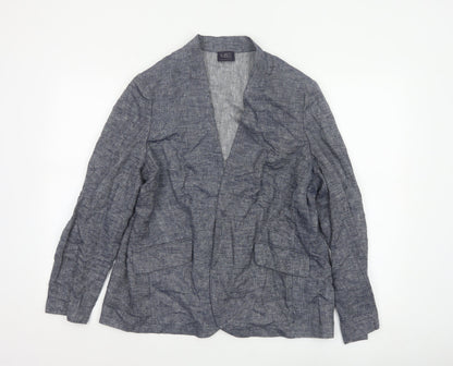 Marks and Spencer Women’s Blue Linen Blend Open Jacket UK 16