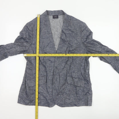 Marks and Spencer Women’s Blue Linen Blend Open Jacket UK 16