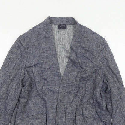 Marks and Spencer Women’s Blue Linen Blend Open Jacket UK 16