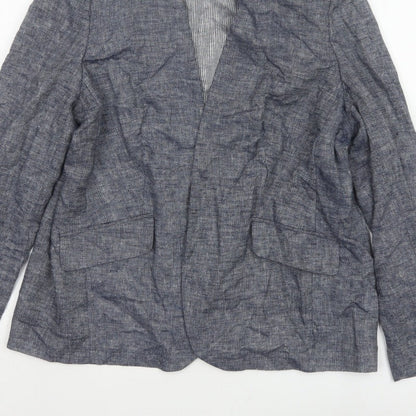 Marks and Spencer Women’s Blue Linen Blend Open Jacket UK 16