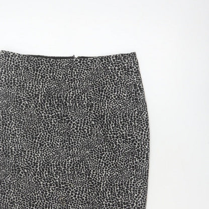 Lobbs London Women Grey Leopard Print Pencil Skirt UK 10 Knee Length