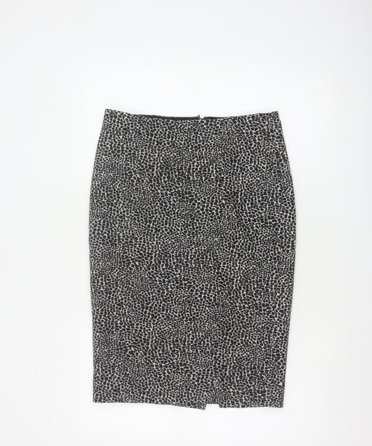 Lobbs London Women Grey Leopard Print Pencil Skirt UK 10 Knee Length