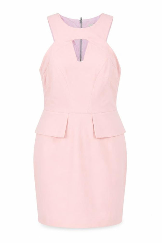 River Island Women Pink Size 18 Peplum Pencil Dress Cut Out