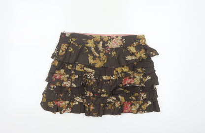 Tom Joule Women Brown Floral Ruffle Peasant Skirt UK 12 Short