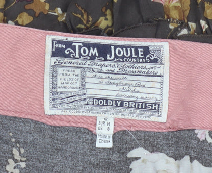 Tom Joule Women Brown Floral Ruffle Peasant Skirt UK 12 Short