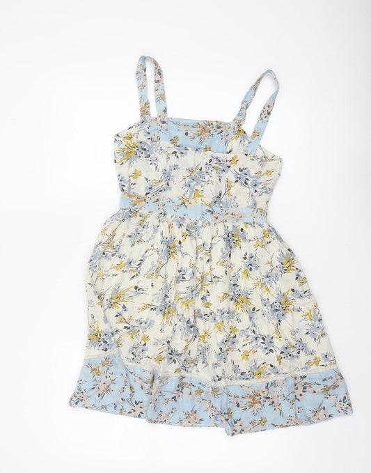 Miss Selfridge Women Blue Floral Fit & Flare Petite UK 8 Dress