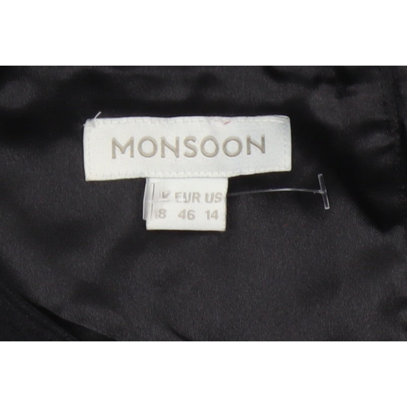 Monsoon Women Black UK 18 Sleeveless Shift Lace Hem Knee Dress