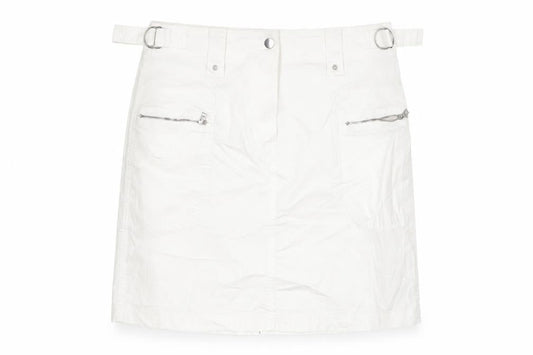 Marks & Spencer Women White UK 10 Cargo Mini Skirt Pockets Buckle