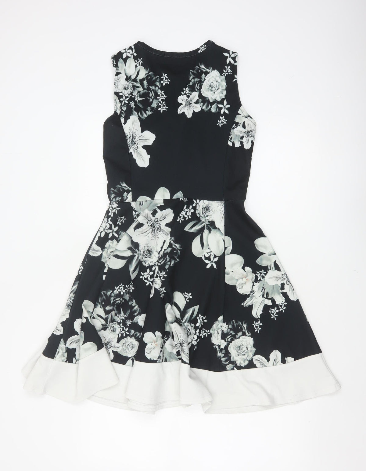 Select Women Black Floral Fit & Flare Knee Length Dress UK 12
