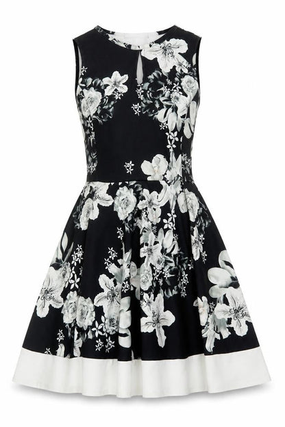 Select Women Black Floral Fit & Flare Knee Length Dress UK 12