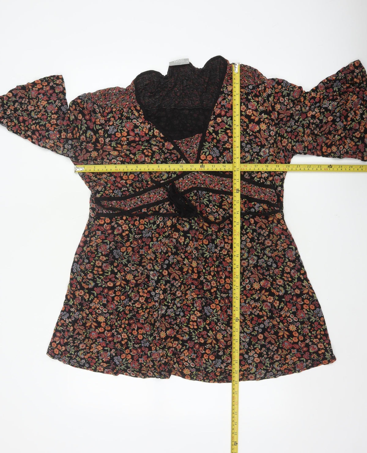 Wallis Women Multicoloured Size 18 Floral Kimono Sleeve Tie Blouse