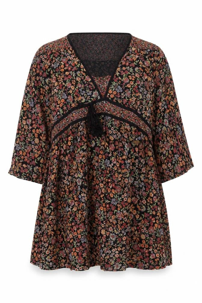 Wallis Women Multicoloured Size 18 Floral Kimono Sleeve Tie Blouse