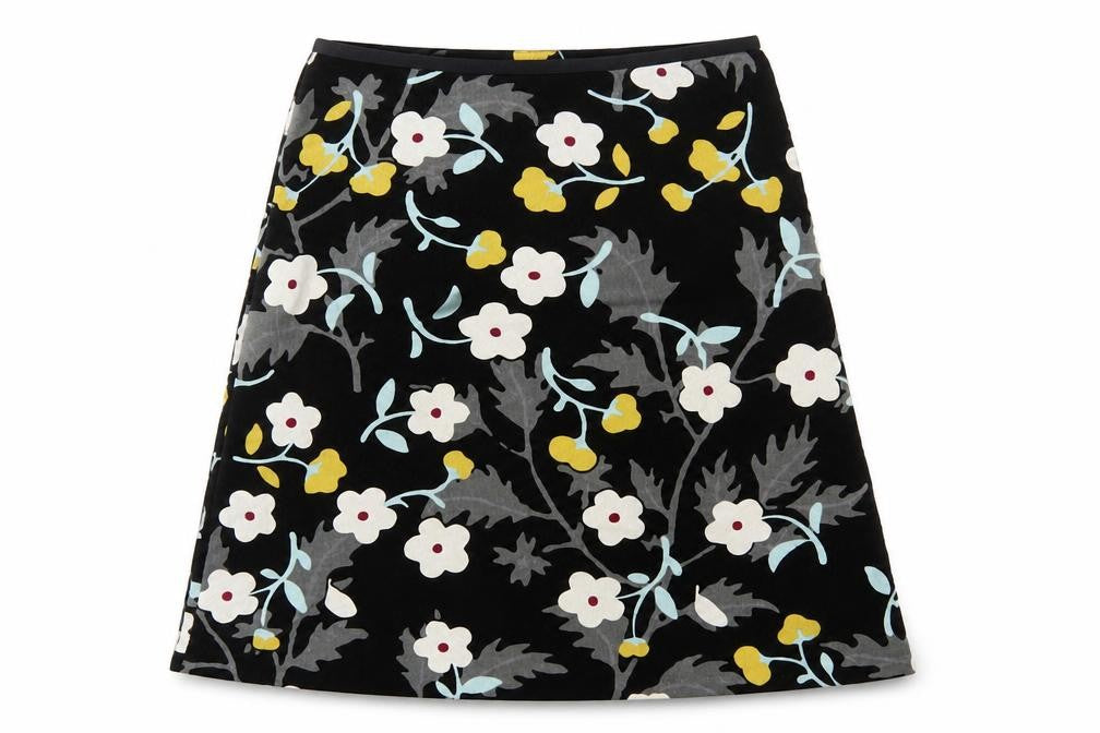 Laura Ashley Women’s Black Floral A-Line Skirt UK 12 Cotton Lined
