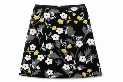 Laura Ashley Women’s Black Floral A-Line Skirt UK 12 Cotton Lined