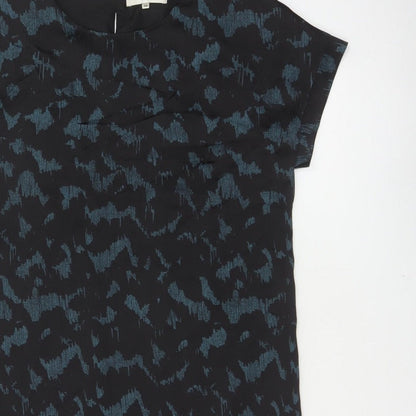 Selected Femme Women Black Blue UK 8 Sheath Dress Geometric Short Sleeve