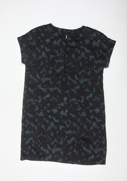 Selected Femme Women Black Blue UK 8 Sheath Dress Geometric Short Sleeve