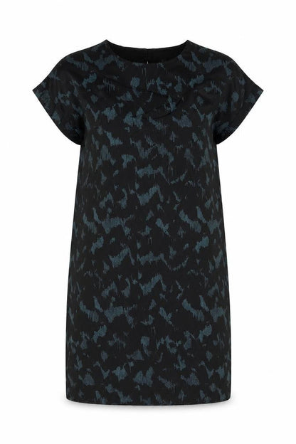 Selected Femme Women Black Blue UK 8 Sheath Dress Geometric Short Sleeve