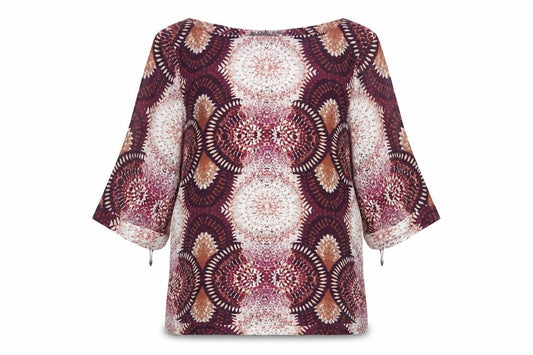 Mint Velvet Women’s Multicoloured UK 12 Kimono Sleeve Geometric Blouse